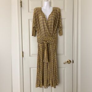 Deletta (Anthropologie) Geometric Print Knit Dress Yellow Gold Gray Size Large